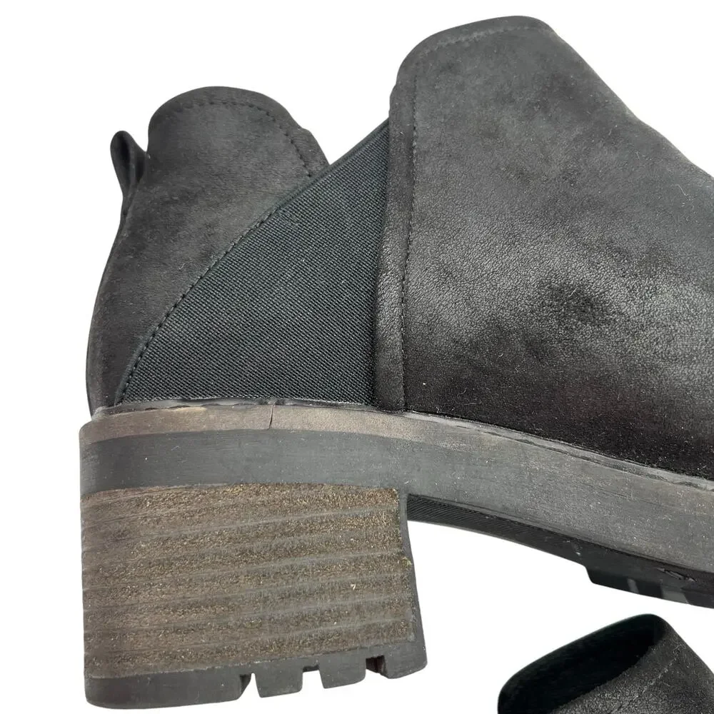 Crown Vintage Chelsea Size 11‎ Chunky Heel Ankle Boots Booties Black Slip On